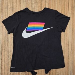 Nike‎ Kids Black Dri-FIT T-Shirt with Rainbow Logo
